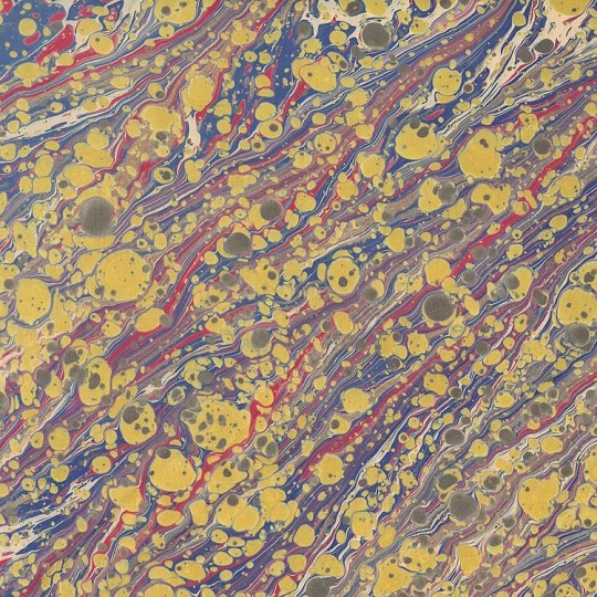 Hand Marbled Paper Stone Marble Pattern in Golden Yellow and Purple ~ Berretti Marbled Arts